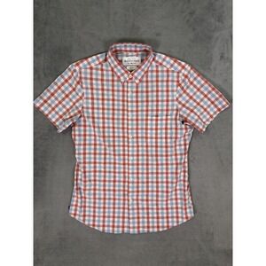 Mizzen & Main Casual Shirt Mens Large Red Blue Check Leeward Collection Trim Fit